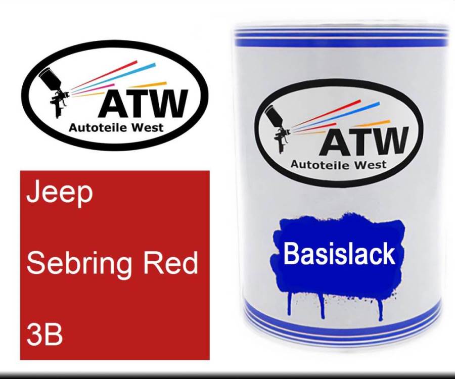 Jeep, Sebring Red, 3B: 500ml Lackdose, von ATW Autoteile West.
